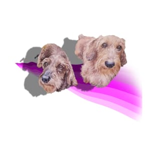 Gorgeous Wire hair Dachshund painting on a 3D style abstract background T-Shirt