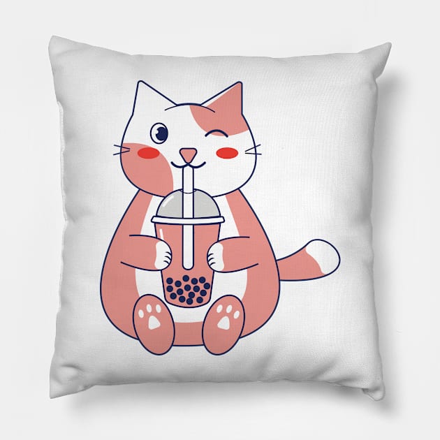 pink cat Pillow by Itsme Dyna