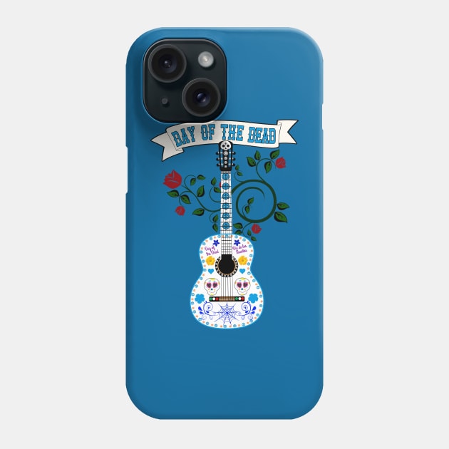 Acustic Guitar Sugar Skull themed Phone Case by soccer t-shirts