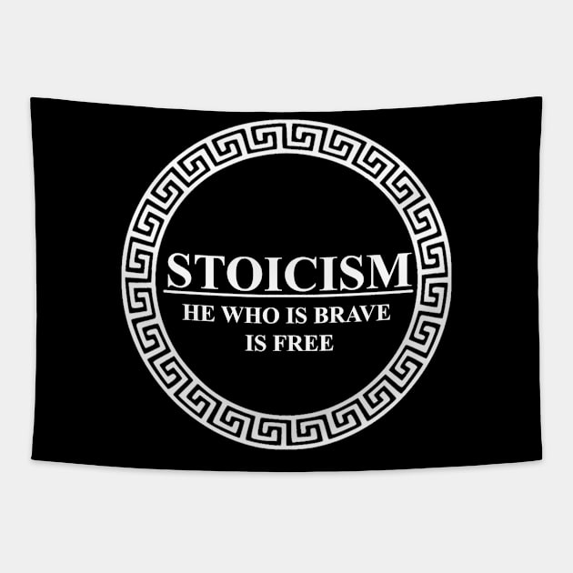 Stoicism He Who is Brave is Free Seneca Quote Tapestry by AgemaApparel