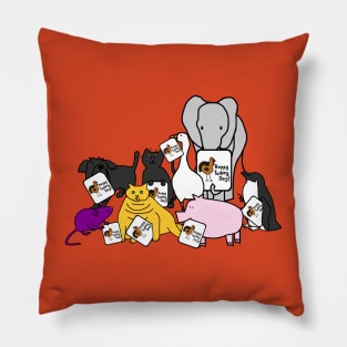 Cute Animals with Thanksgiving  Turkey Greetings Pillow