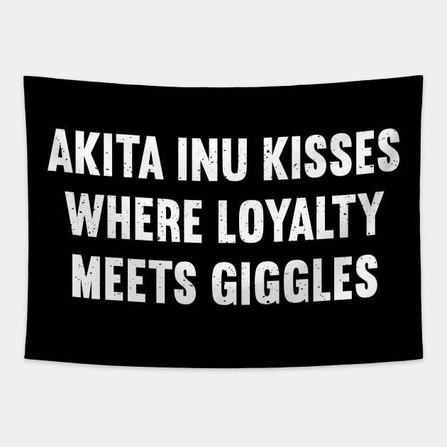 Akita Inu Kisses Where Loyalty Meets Giggles Tapestry by trendynoize