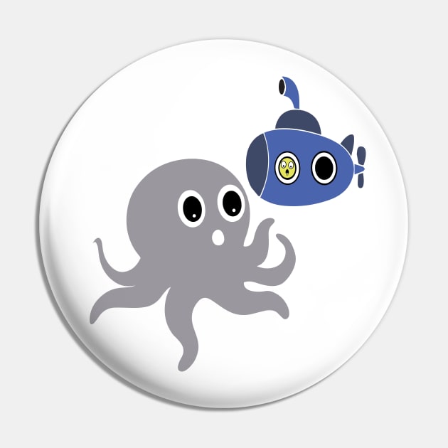 Octopus meets Submarine Pin by bambamdesigns