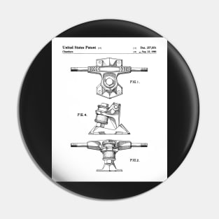 Skateboard Patent - Skater Retro Skating Art - White Pin