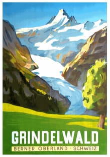 Grindelwald, Switzerland - Vintage Travel Poster Design Magnet