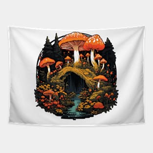 Vintage Mushroom Retro Mushroom Foragers Tapestry