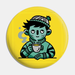 Coffee Lover Boy T-Shirt Pin