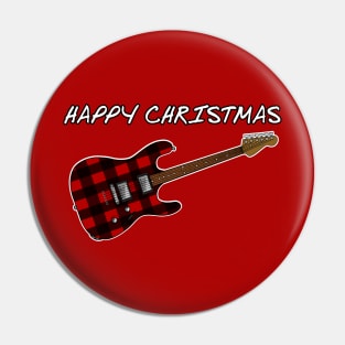 Happy Christmas Plaid Electric Guitar For Guitarists Pin