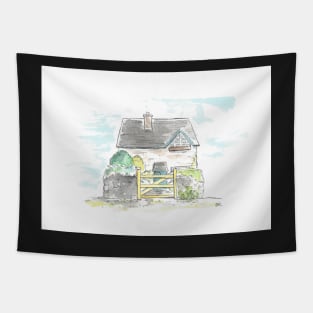 Traditional Irish Cottage illustration. Tapestry