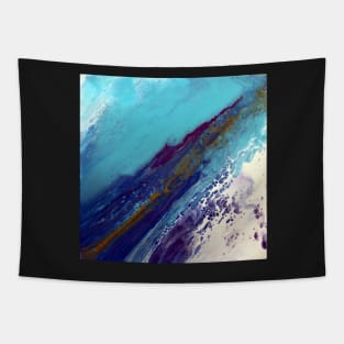 Stormy Blue Acrylic Flow Painting Tapestry