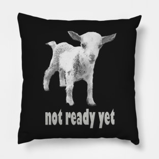 Severance Goat Not Ready Yet White Pillow