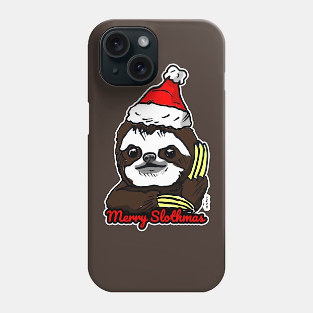 Merry Slothmas - Funny and Cute Christmas Sloth Phone Case by sketchnkustom