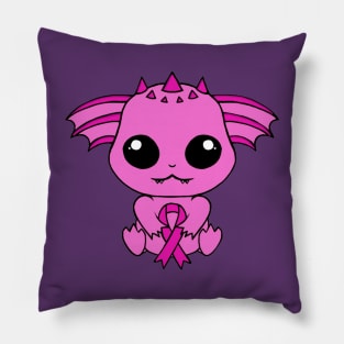 Cute Creature Holding an Awareness Ribbon (Pink) Pillow
