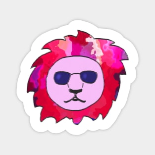 Cool Lion with Pink Colorful Mane and Sunglasses Magnet