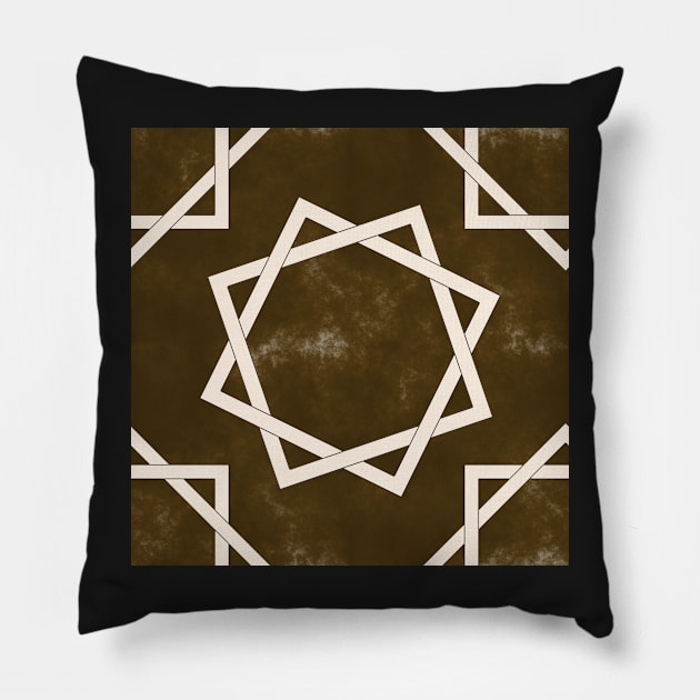 Octagrams on Brown Clouds Pattern Pillow by SolarCross