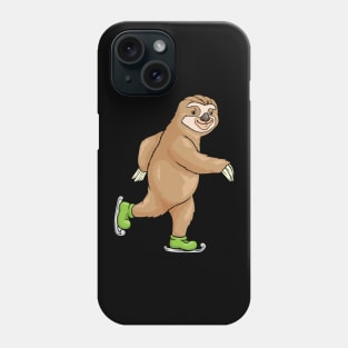 Sloth at ice skating with ice skates Phone Case