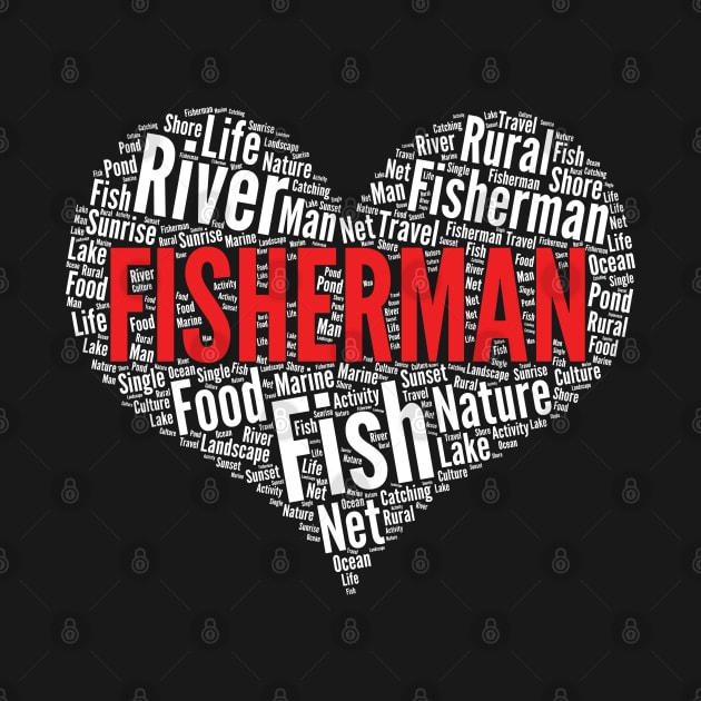 Fisherman Heart Shape Word Cloud Design Fish design by theodoros20