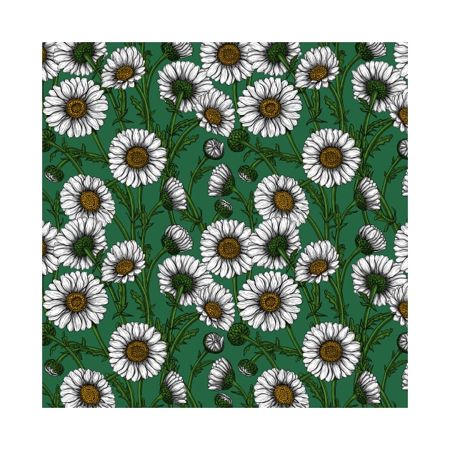 Daisies on emerald green by katerinamk