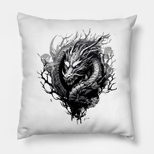 black dragon Pillow by Aldrvnd