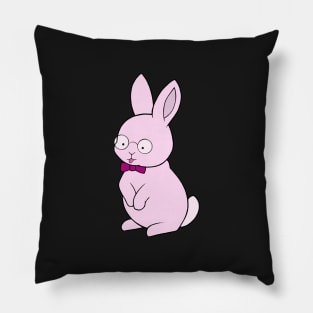 Pink rabbit with glasses Pillow