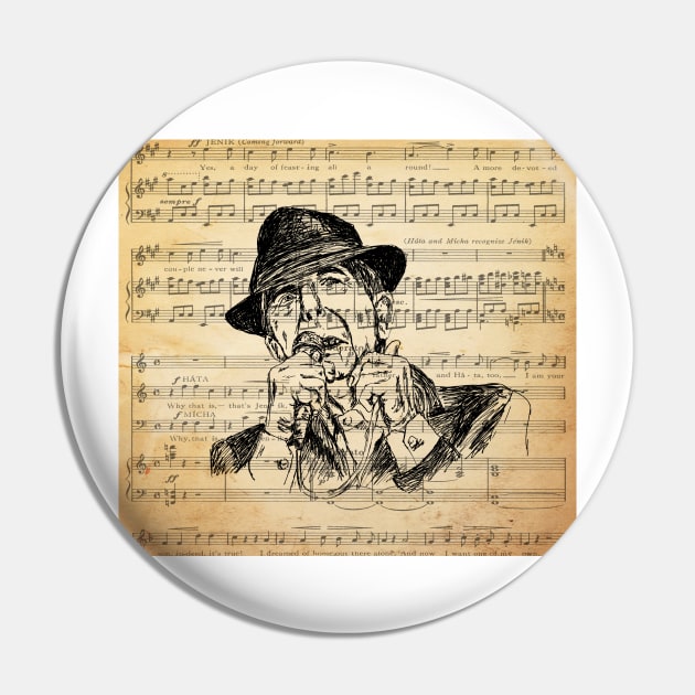 Leonard Cohen portrait Pin by rachelsfinelines