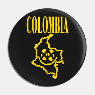 Colombia Grunge Smiling Face Pin