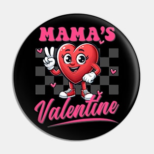 Retro Groovy Mama is My Valentine Cute Heart Boys Girls Kids Pin