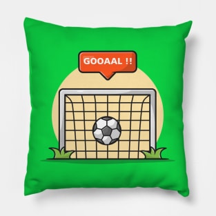 Soccer Field With Goal Sign Cartoon Vector Icon Illustration Pillow