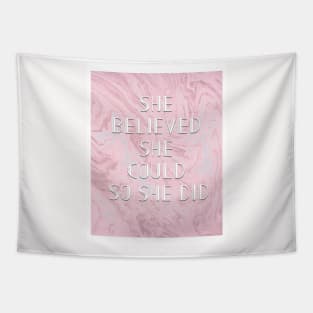 She Believed She Could So She Did Neck Gator Pink Swirl Marble Tapestry