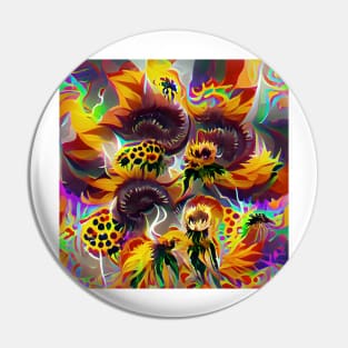 Psychedelic Sunflower Pin