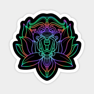 "Fluorescent Fusion: Lotus Flower and Candelabra" Magnet