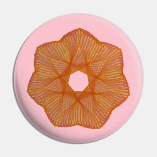 Spirograph Pink and Orange Blossom Pattern Pin