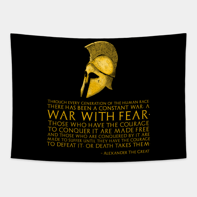 Alexander The Great Quote - War With Fear - Ancient Greek Tapestry by Styr Designs