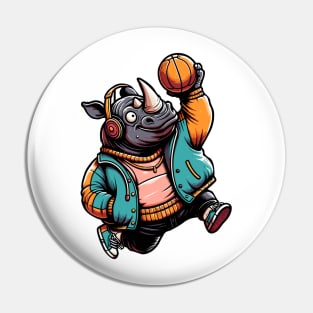 funny rhino basketball Pin