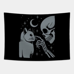 Mystical Black Cute Cat Skeleton Hand Boop Karma Cat Lovers Tapestry