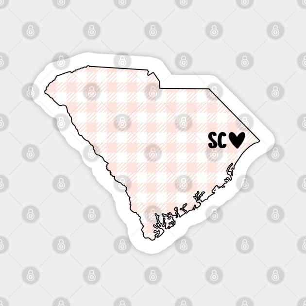 USA States: South Carolina (pink plaid) Magnet by LetsOverThinkIt