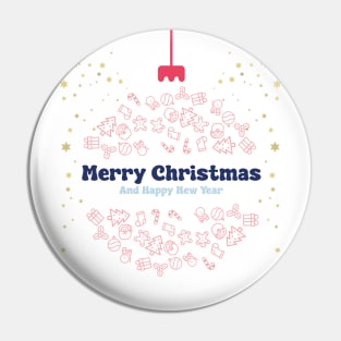 Merry Christmas and Happy New Year Pin