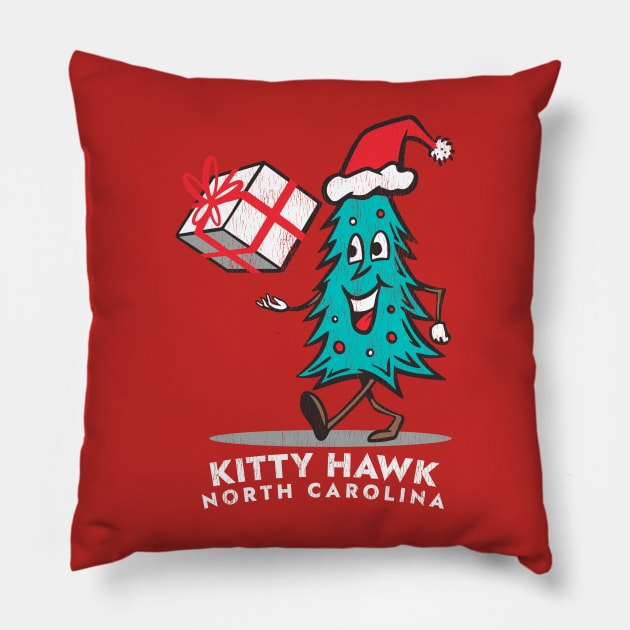 Kitty Hawk, NC Vacationing Christmas Tree Pillow by Contentarama