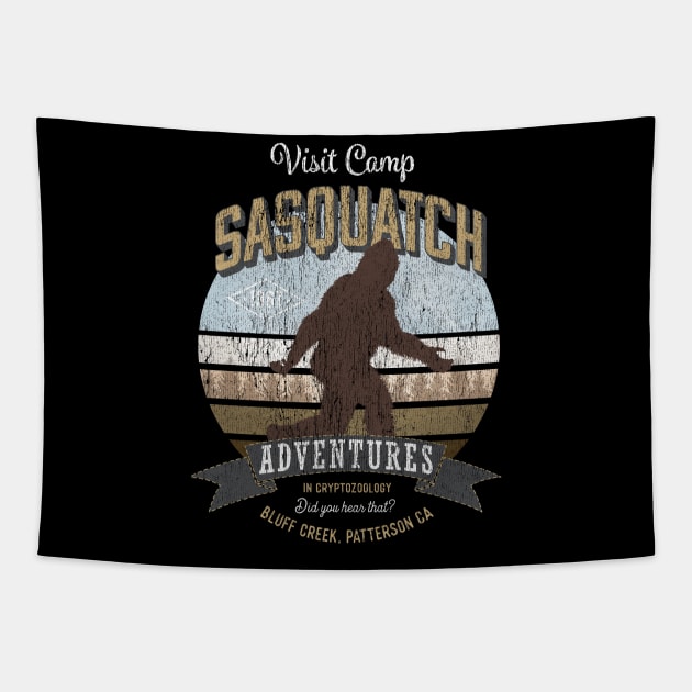 Visit Camp Sasquatch - Funny Big Foot TDesign Tapestry by Vector Deluxe