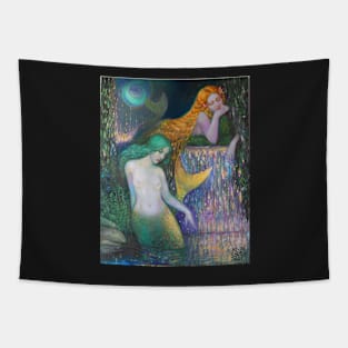 The Mermaids Under a Whirpool Moon Tapestry