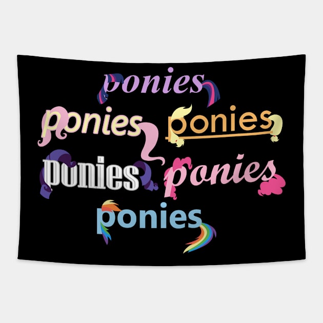 Ponies Typography - Mane 6 Tapestry by Hyper Dash