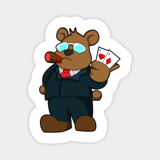 Bear at Poker with Cards Magnet