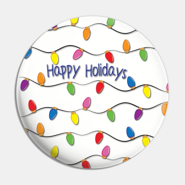 Happy Holidays with Colorful Lights Pin by DQDesigns By Chele