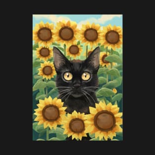 Sunflower Black Cat T-Shirt