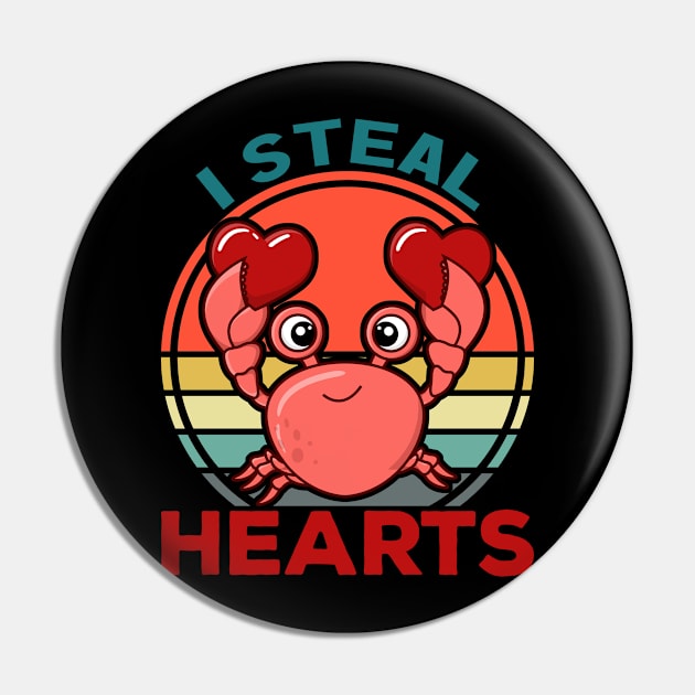 I Steal Hearts Crab Valentine's day Pin by sufian