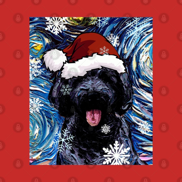 Black Goldendoodle Santa by sagittariusgallery