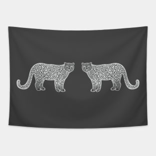 Snow Leopards in Love - cute and fun leopard design - dark colors Tapestry