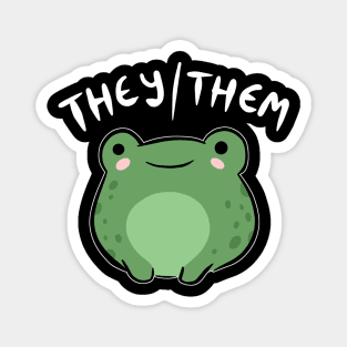 They/Them Pronoun Frog: Kawaii Queer Aesthetic Celebration of Nonbinary, Demiboy, Demigirl Pride - Transgender & LGBTQ Love Magnet