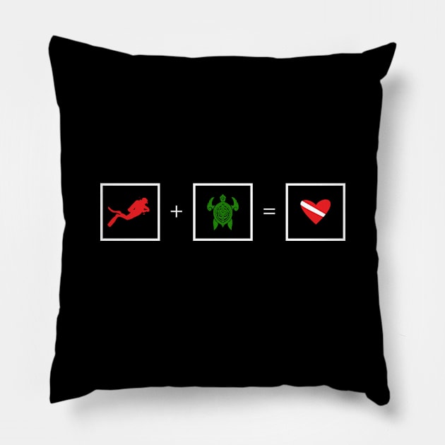 Turtle Love For Funny Scuba Diving Pillow by eighttwentythreetees