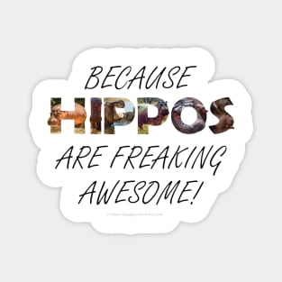 Because hippos are freaking awesome - oil painting word art Magnet